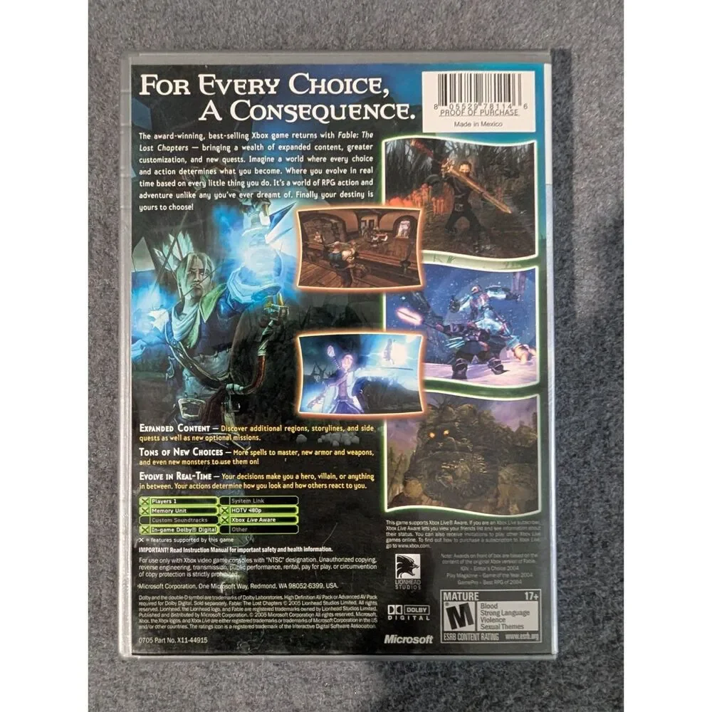 Fable: The Lost Chapters Xbox Game - Platinum Hits CIB Complete with Manual